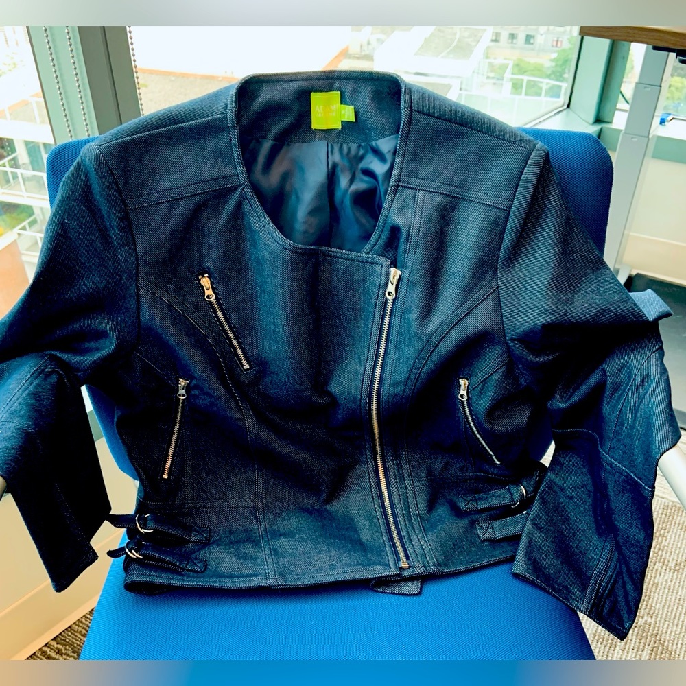 Super Cute Adam Jacobs Navy Blue Chic Short Fully Lined Jacket, Size Small